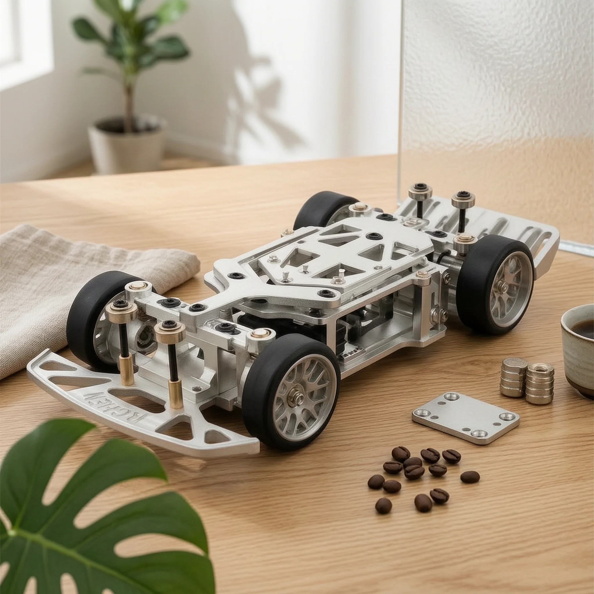 RC Chassis with Steering Gear Rear-Drive Drift Chassis Châssis Roulant Sleek-Profile Car Frame Compétition for Hobbyists