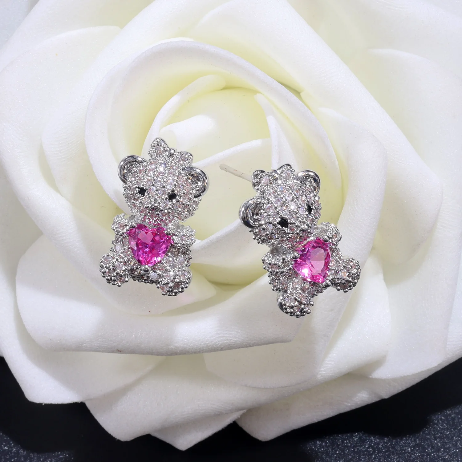 European and American Style Cute Love Bear Necklace Earrings Bracelet Jewelry Girl Wedding Holiday Daily Accessories Gift M-977