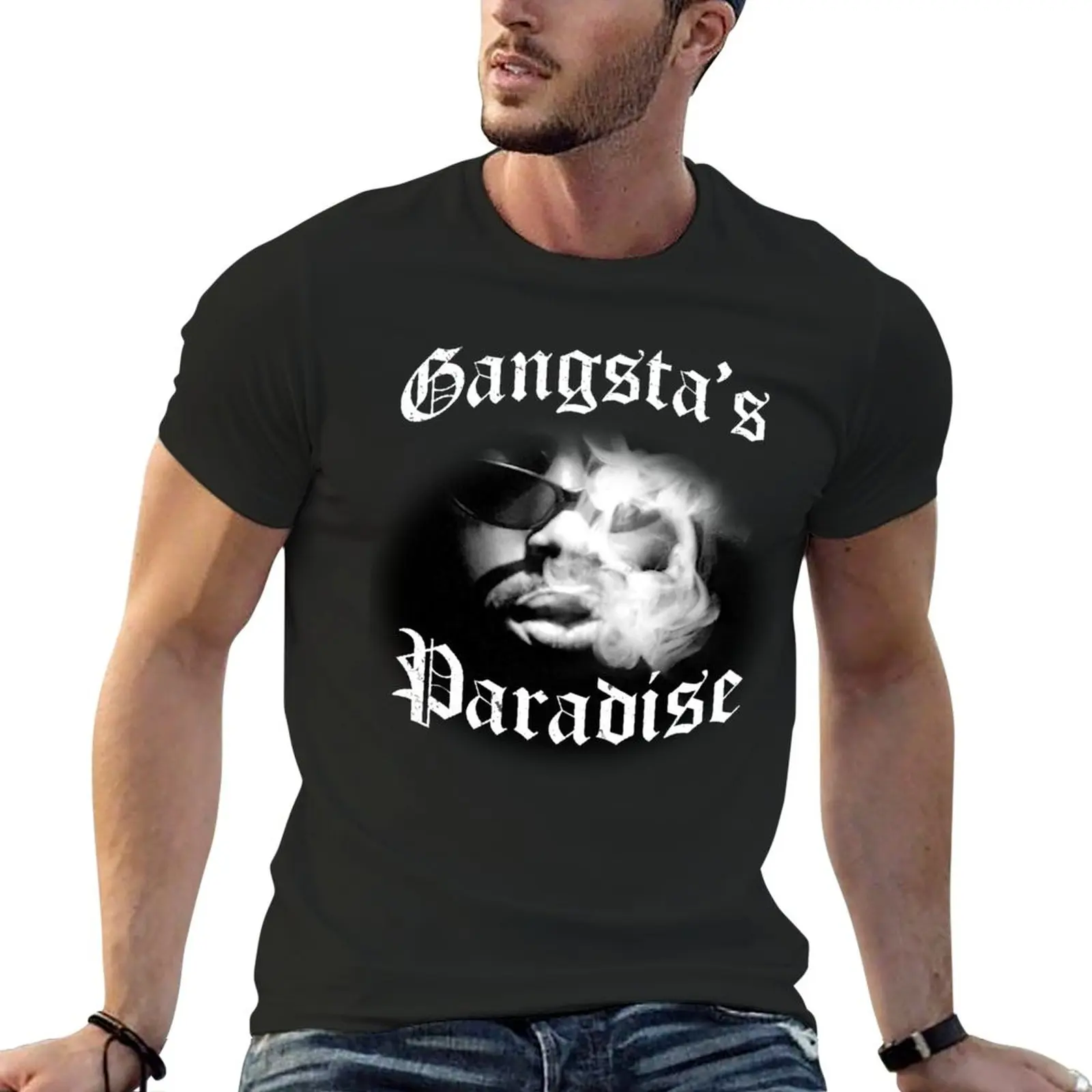 New Gangsta's Paradise Coolio t-shirt design RIP T-Shirt quick drying shirt anime workout shirts for men