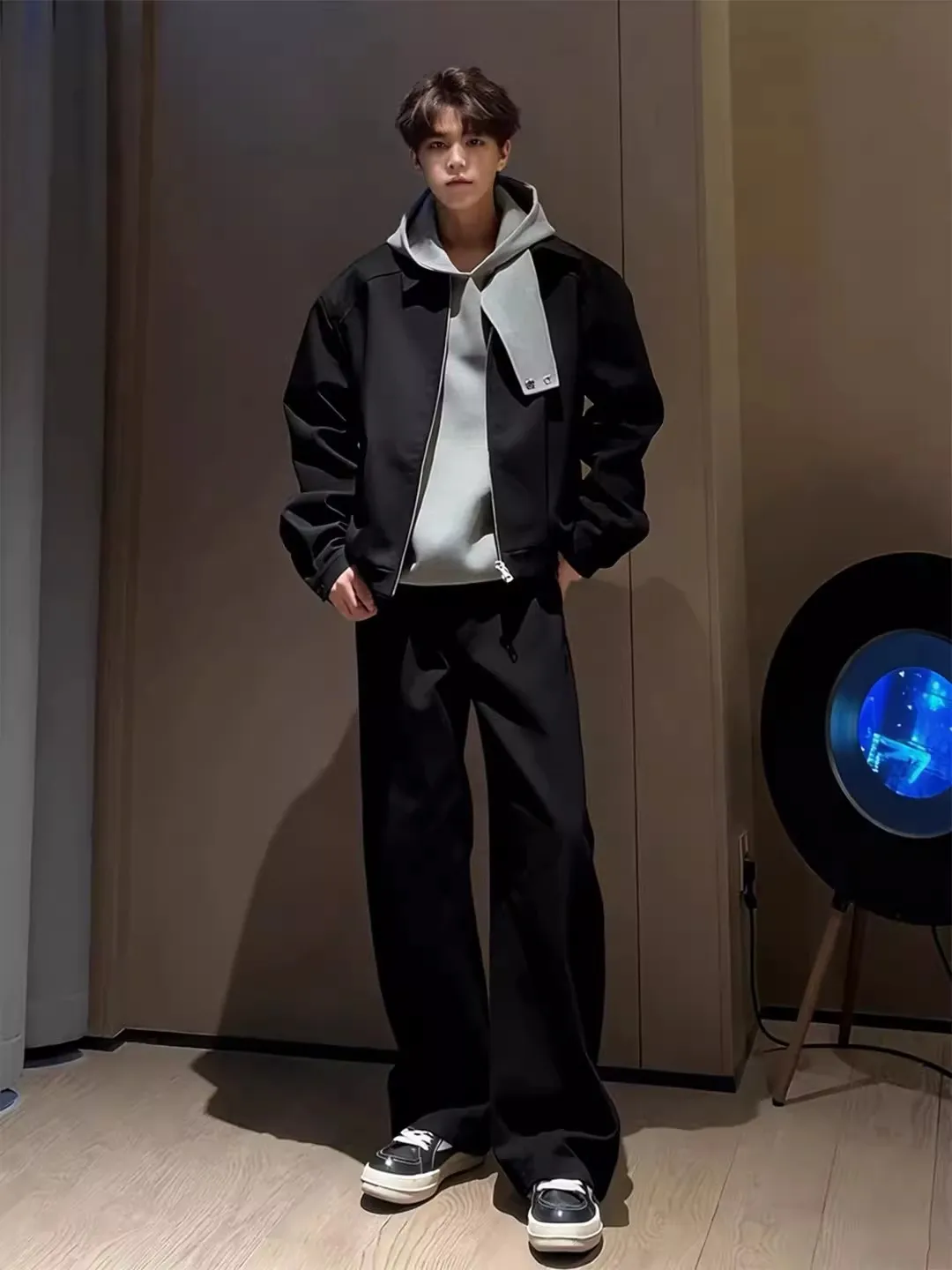 

Bla Cleanfit Knife Men's Jeans Draped Straight Leg Wide Leg Pants High Waist Denim Jeans Casual Flared Long Trousers