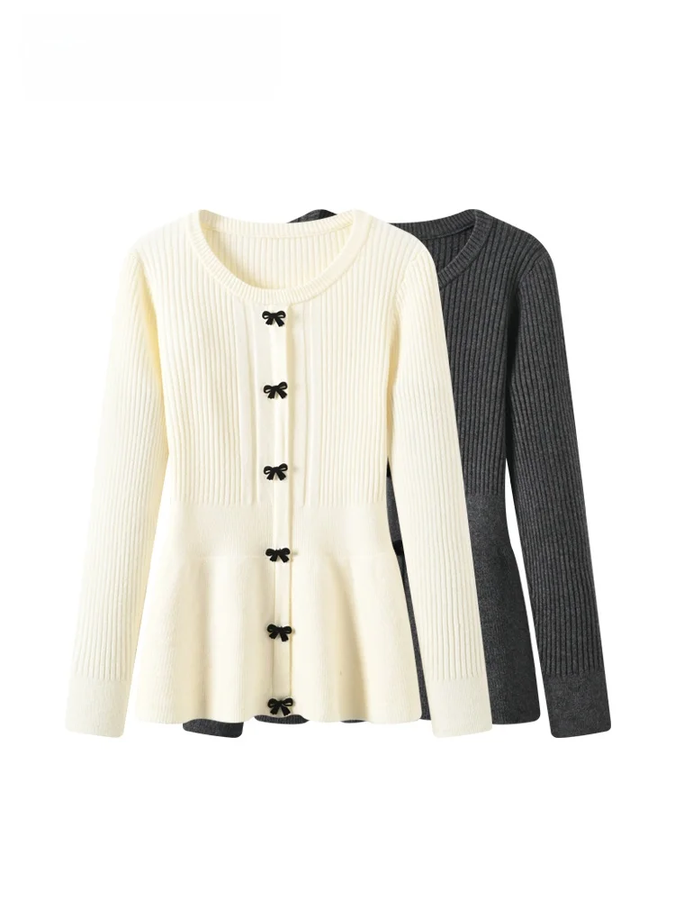 

plus Size Knitted Sweater with Button Knot Design for Women Autumn Winter Faion plus Size Inner Wear Slim Fit Lon...