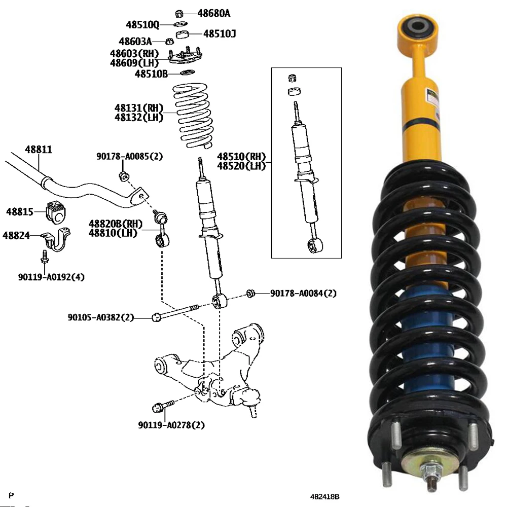 1x Front Suspension Coil Spring Shock Absorber Strut For Toyota Tundra 2007-2019, OEM 4851009R10 4851009Q90 4851009Q93 Auto Part