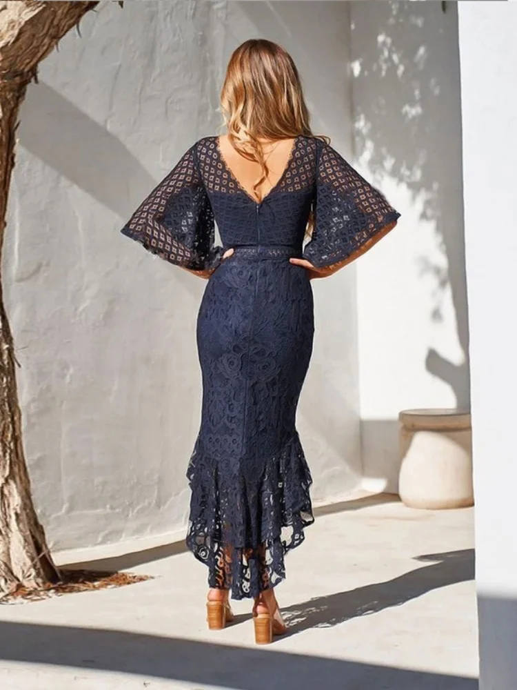 Sorella Star Abiti da donna Moda all'ingrosso Sexy pizzo bianco dimagrante discoteca partito temperamento pendolare abito a coda di pesce vestito