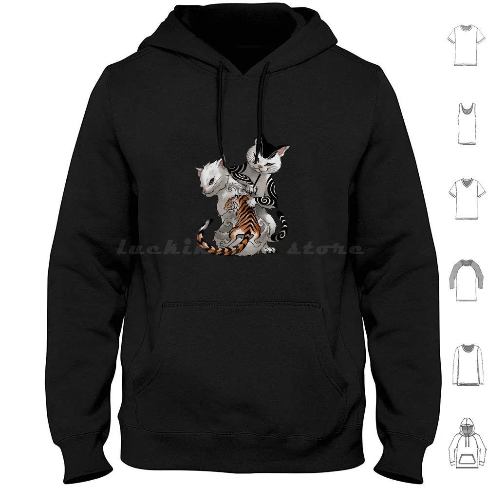 Irezumi Cat Artist With Traditional Japanese Tattoo Hoodies Long Sleeve Irezumi Cat Irezumi Cat Artist Irezumi Cat