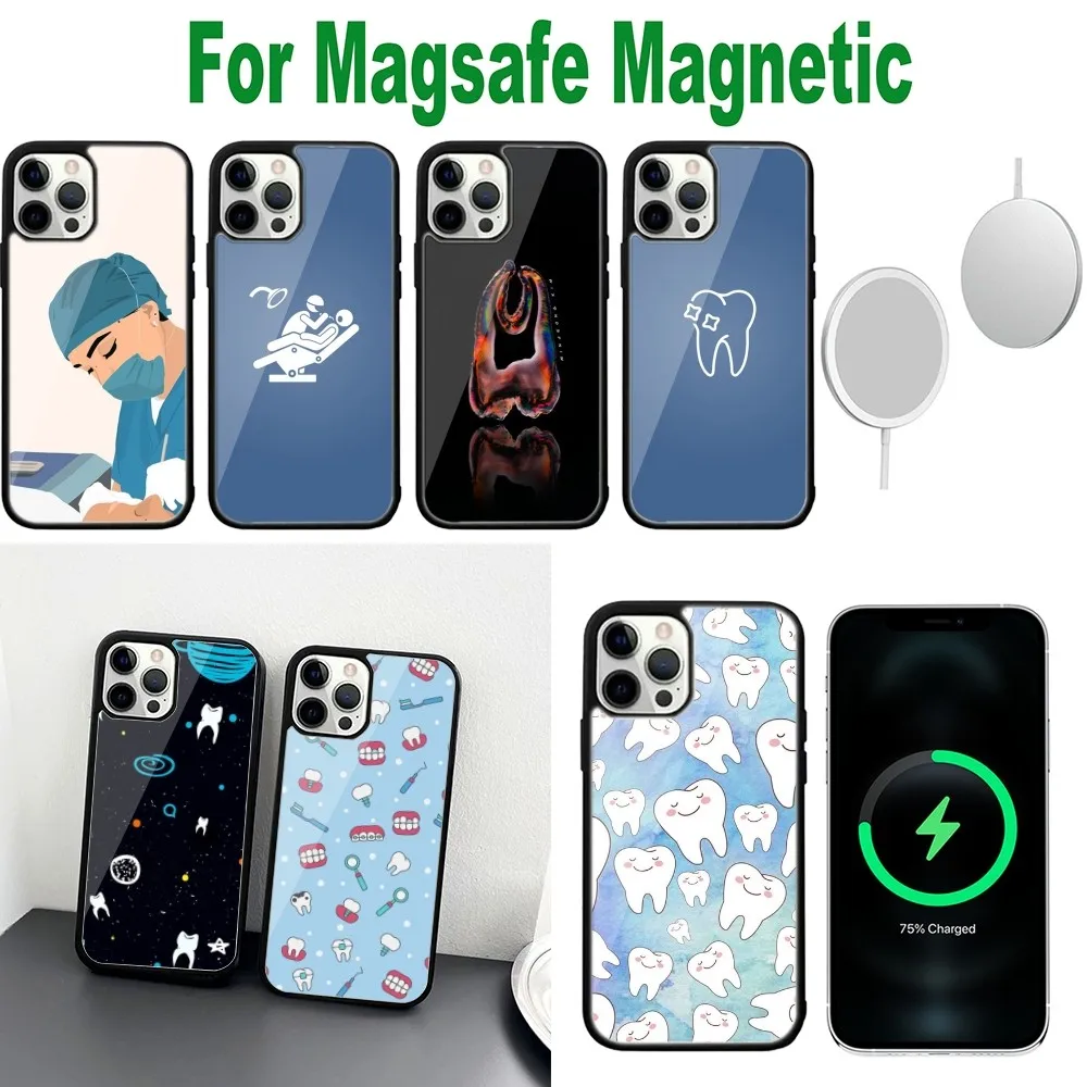 Dentist Dental Crowned Teeth Phone Case For iPhone 16,15,14,13,12,11,Plus,Pro,Max,Mini Magsafe Magnetic Wireless Charging