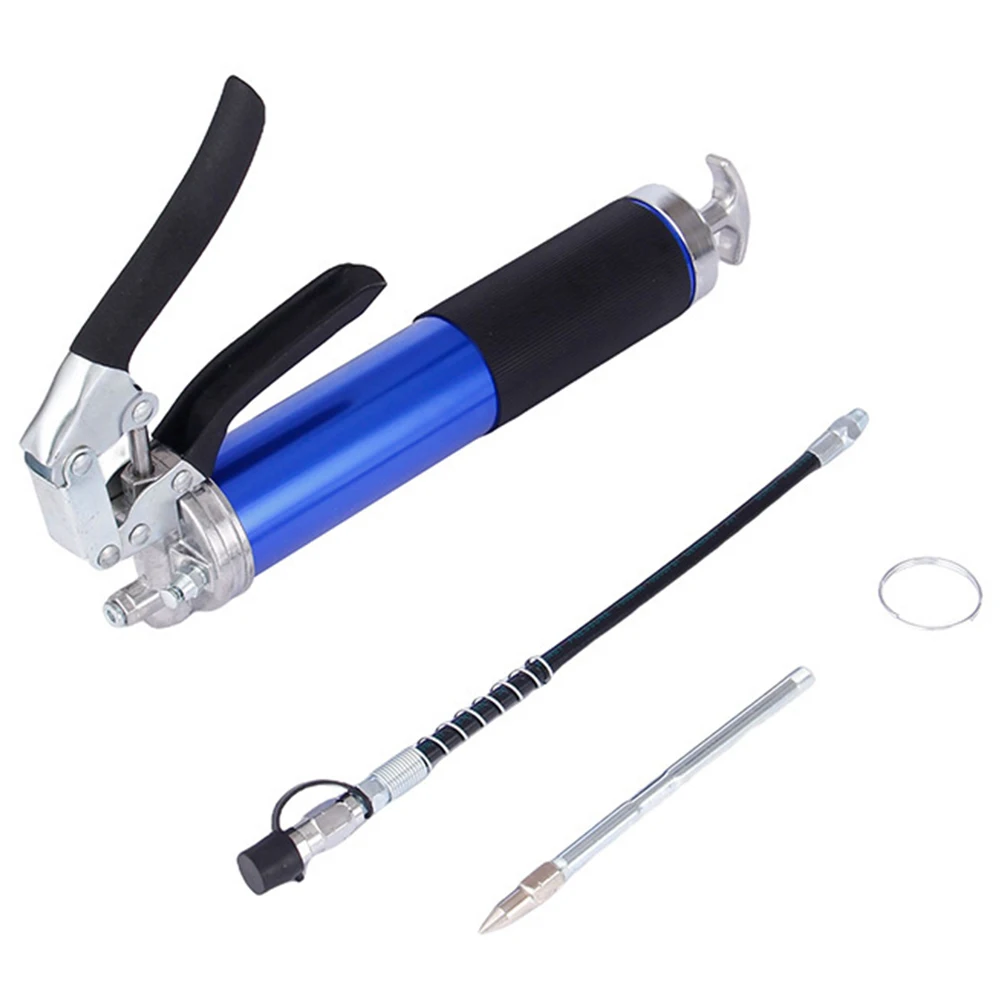 Manual Grip Grease Gun Aluminum Alloy Greasing Injection 400CC Handheld Grease Filling 6000-7000PSI with Flexible Hose