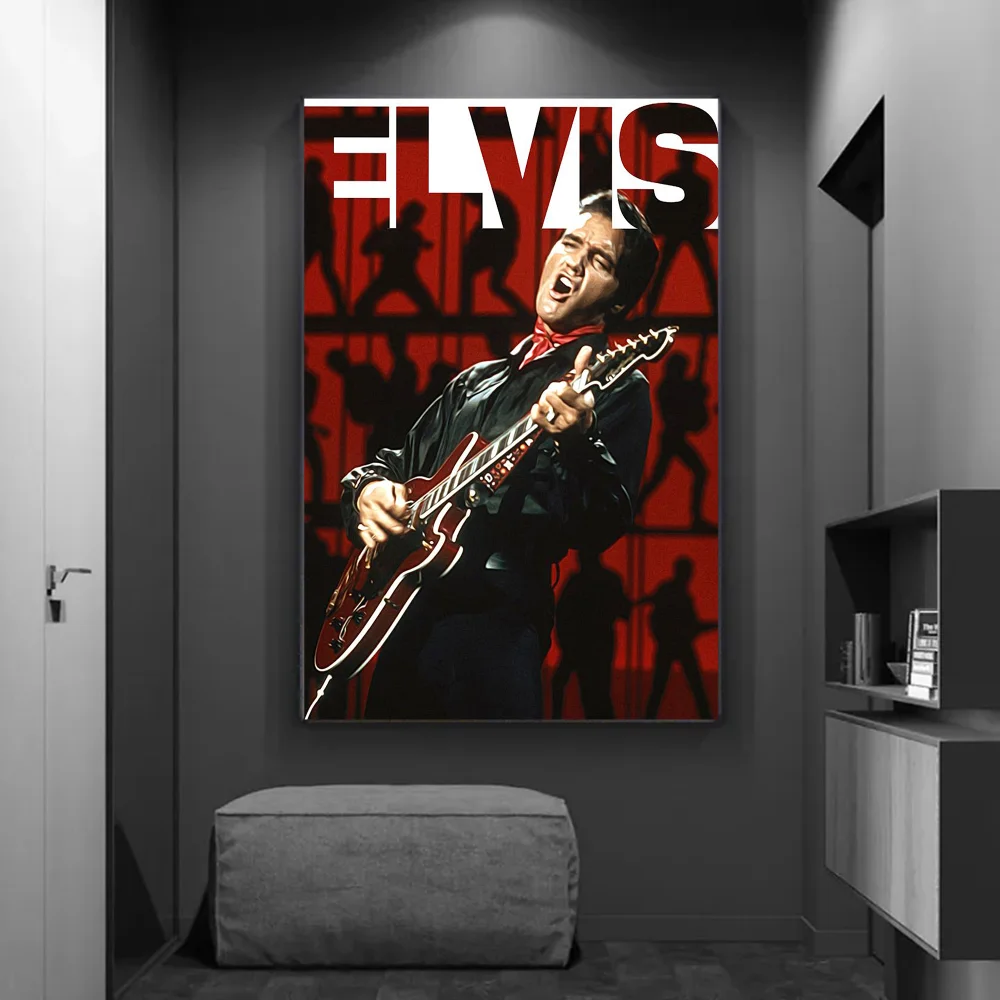 E-Elvis Presley Classic Movie Posters Fancy Wall Sticker for Living Room Bar Decoration Room Wall Decor