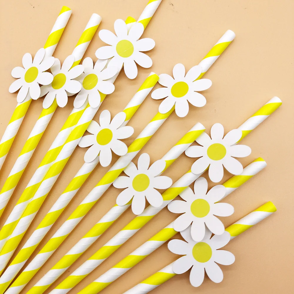 Gänseblümchen-Thema, Einweggeschirr, Blumen-Pappteller, Servietten, Tasse, Gänseblümchen-Blume, Kindergeburtstag, Party, Babyparty, Hochzeitsdekoration – Detail 6