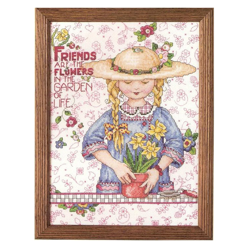 14CT Flower Friends Cross Stitches Kits Sets 30*38cm  CS-092WM