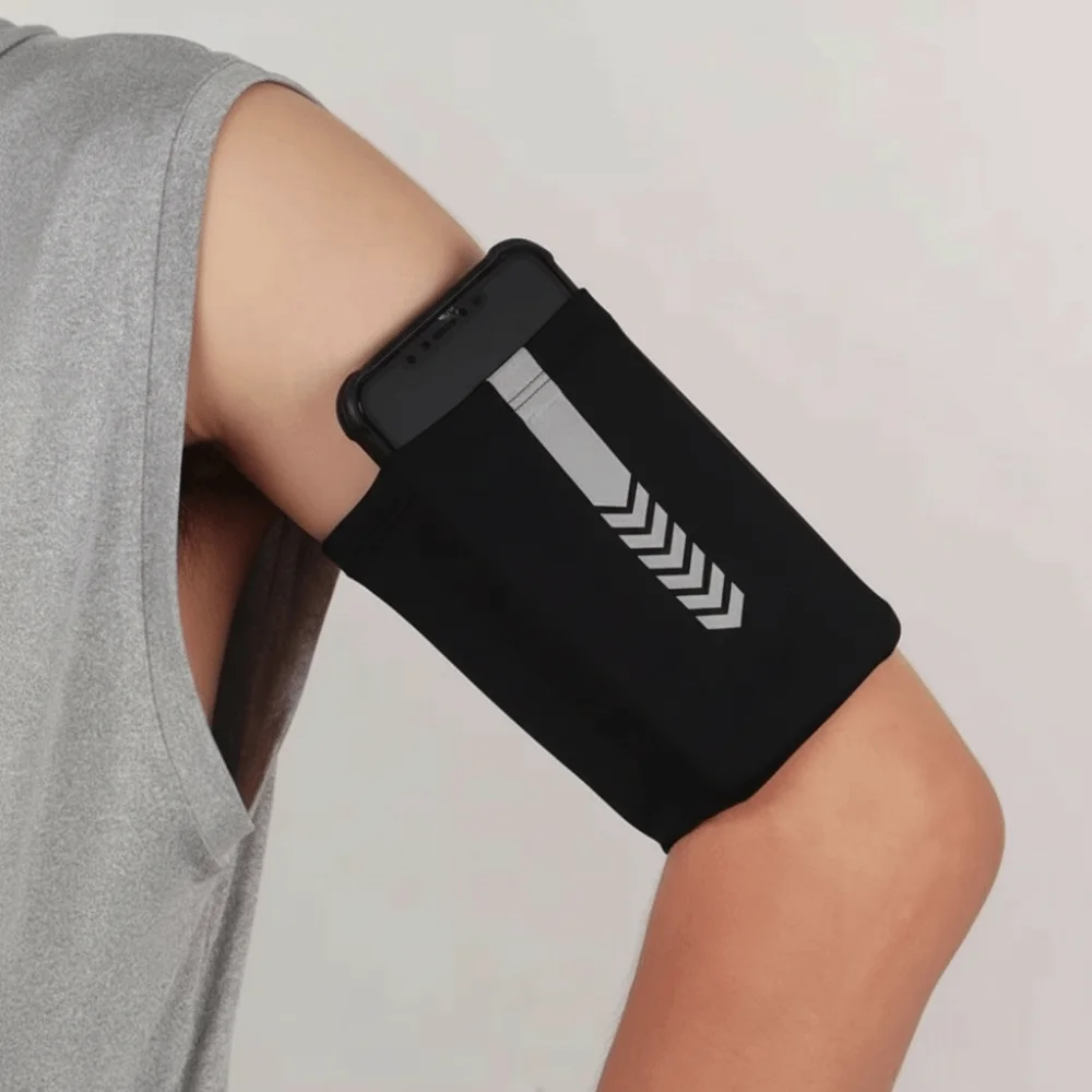 

Эластичная спортивная повязка на руку, дышащая, вместительная, с карманом и полосками, для бега и занятий спортом на открытом воздухе