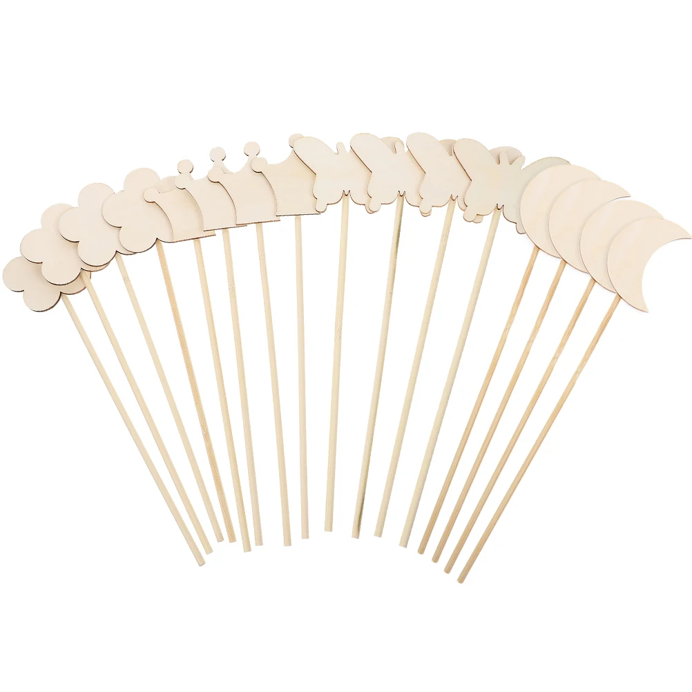 

16 Pcs Fairy Stick DIY Unfinished Wooden Toys Crafts Party Decorations Girls Flower Crown Butterflies Moon