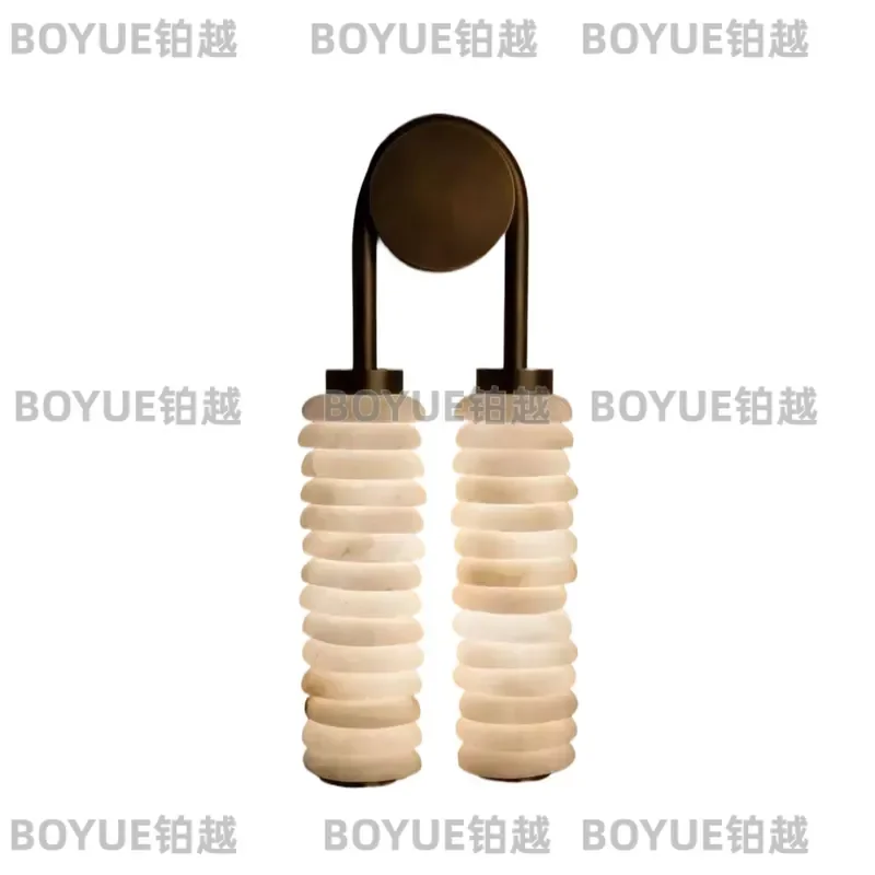 Natural Marble Wall Lamp French Luxury Vintage Sconce Creative Living Room Background Light Antique Bedroom Bedside Fixture