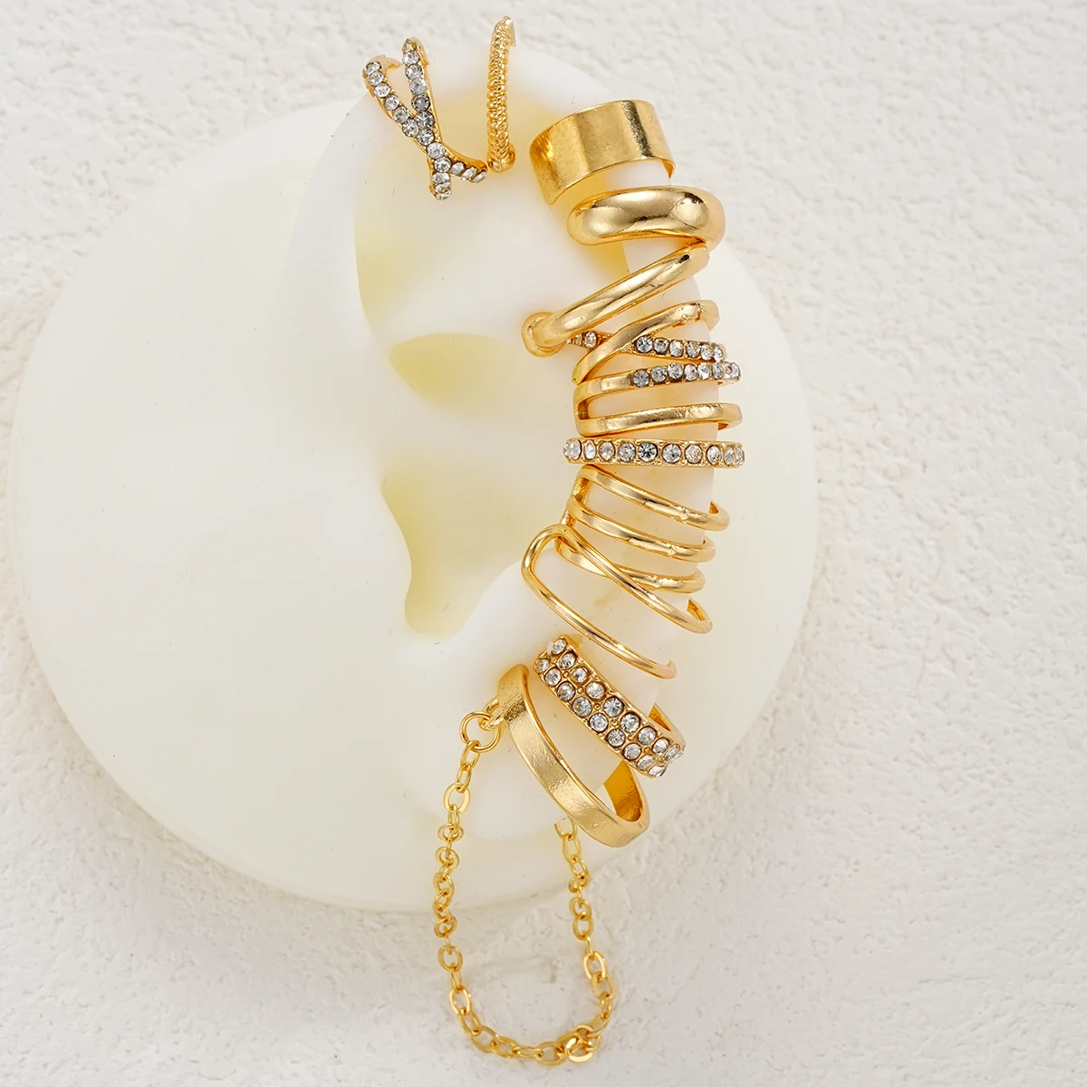 12 Stück Vintage Ohrklemmen in Goldfarbe mit Zirkonia für Damen und Herren, Nicht Durchstochene Ohrclips, Knorpel-Ohrringe, Tägliches Schmuckgeschenk – Detail 4