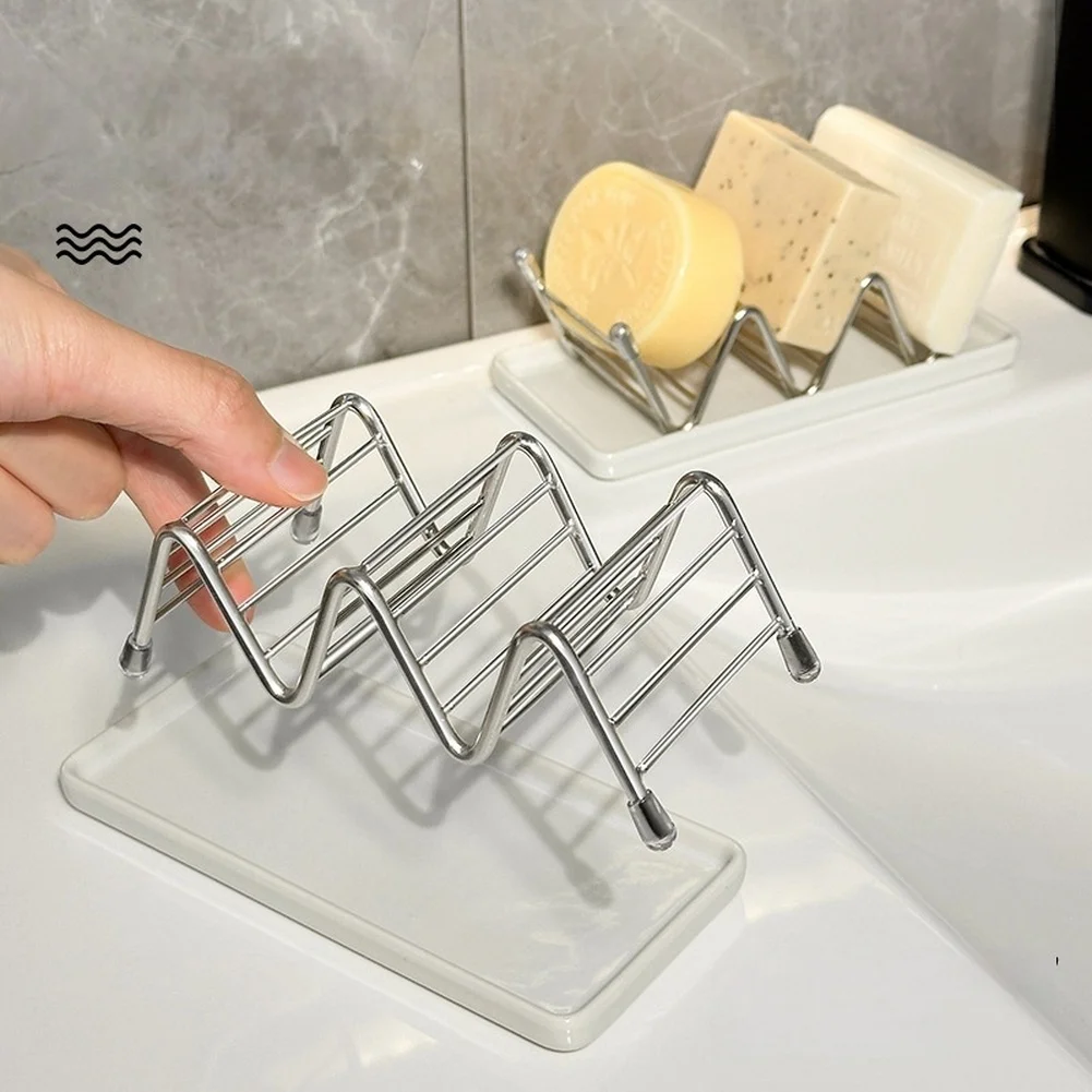 For Bathroom Countertop Bathroom Countertop Organizer W Shape Soap Dish For Daily Bathroom Use Quick-dry Ventilation Frame
