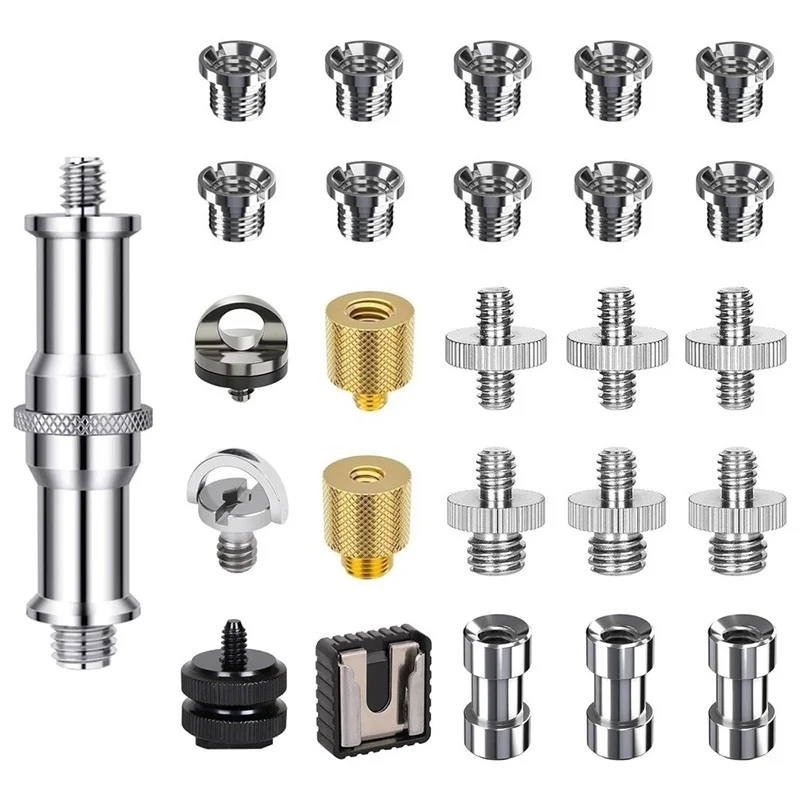 Male Female Screw Convert Adapter DSLR Action Camera Accessories 1/4" 3/8" Screw for Tripod Monopod Flash Light Photo Studio Kit