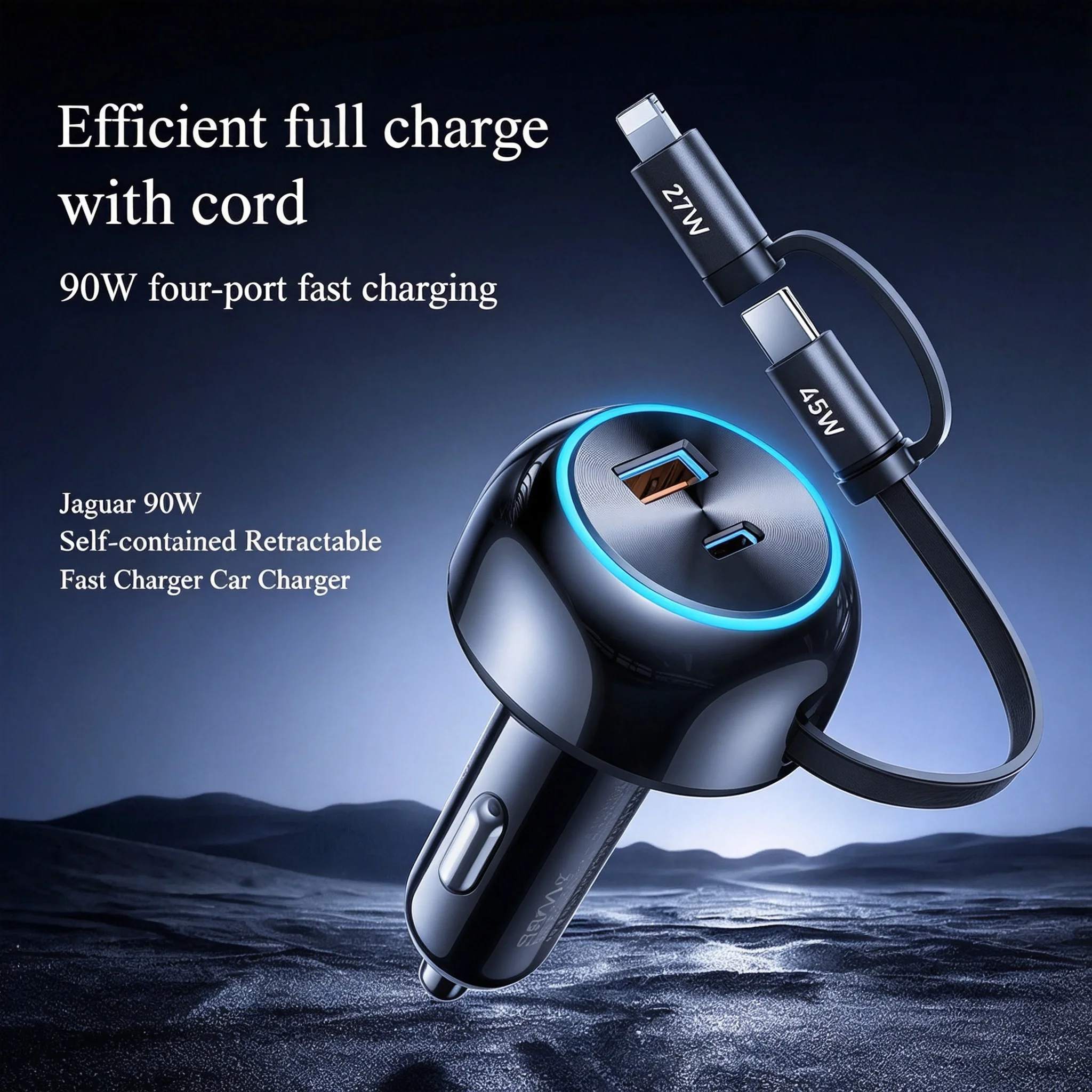 REMAX 90W 4 in 1 Car Charger PD45W QC45W Type C USB Fast Charging For Laptop Tablet Phone