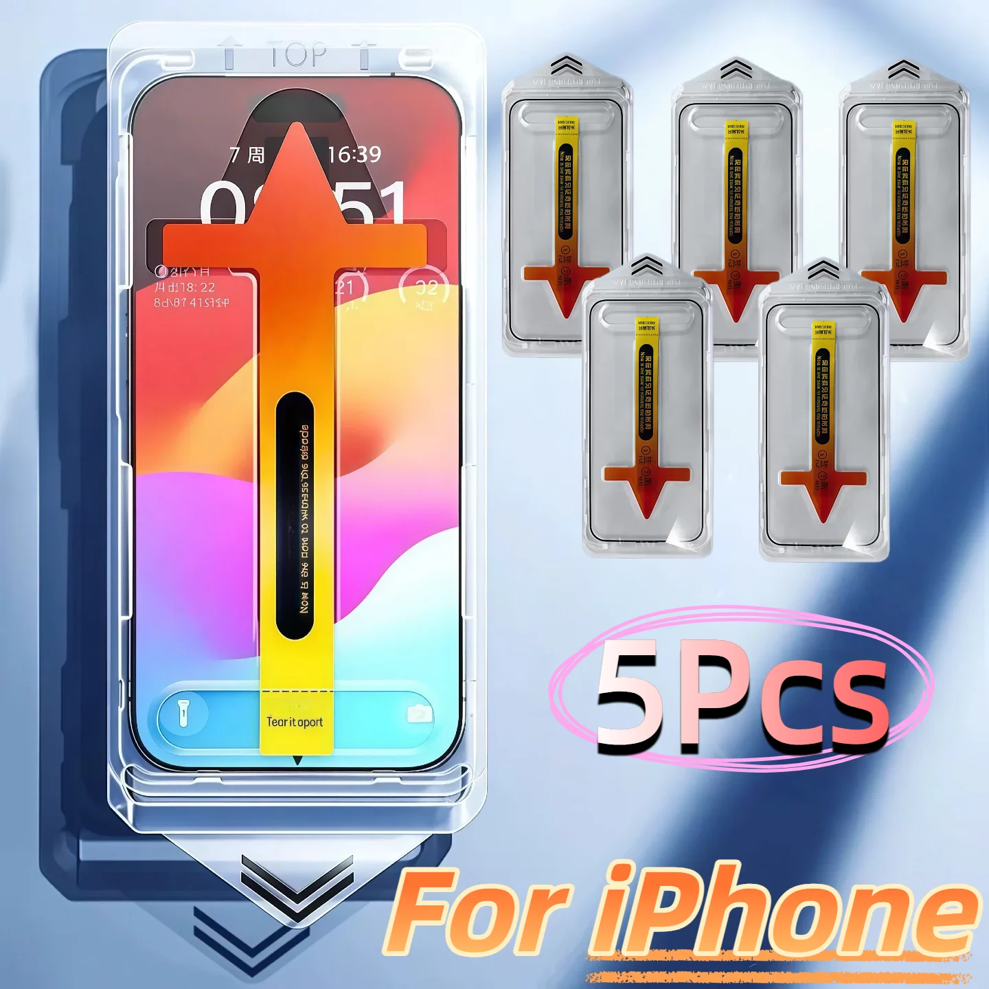 

5pcs Tempered Glass Screen Protector for iPhone 17 16 15 14 13 XS XR Pro Max Easy Install Anti-Scratch Protective Film