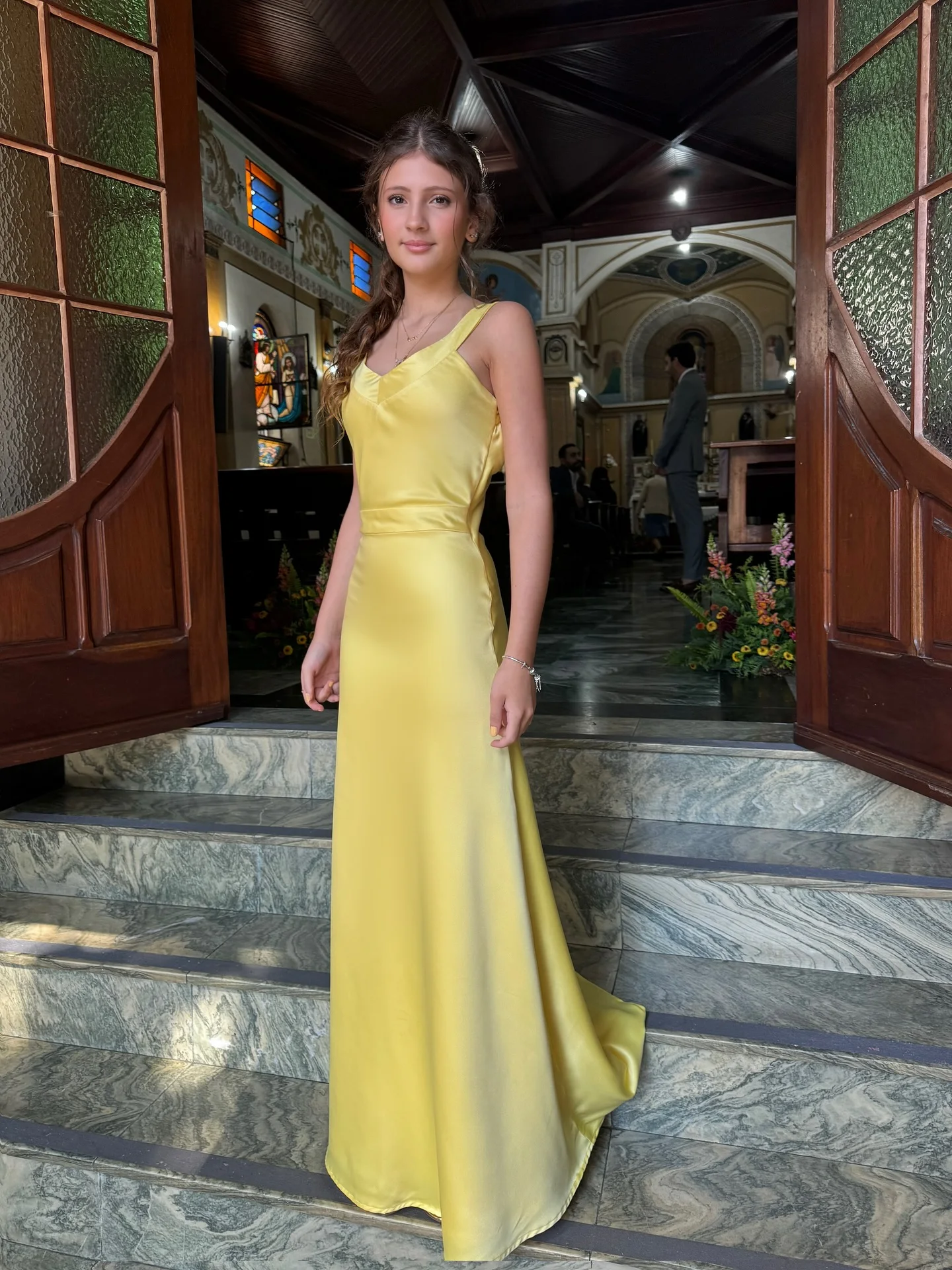 

Customized Saudi Evening Dresses Floor Length Yellow Prom Dresses Formal Women Party Gowns Mid-East Maid of Honor Dress
