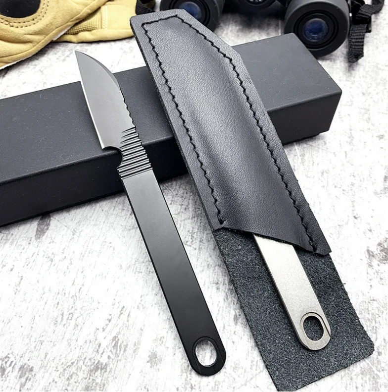 Two Color Mini CNC with Sheath Outdoor Straight Knife Steel Handle Blade Camping Hunting Self-defense Multi-fuctional Tools