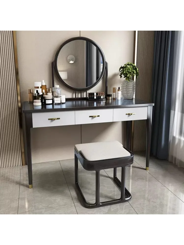 *طاولة زينة صينية جديدة، وطاولة زينة لغرفة النوم، وخزانة تخزين بإطار من الخشب الصلب المتكامل