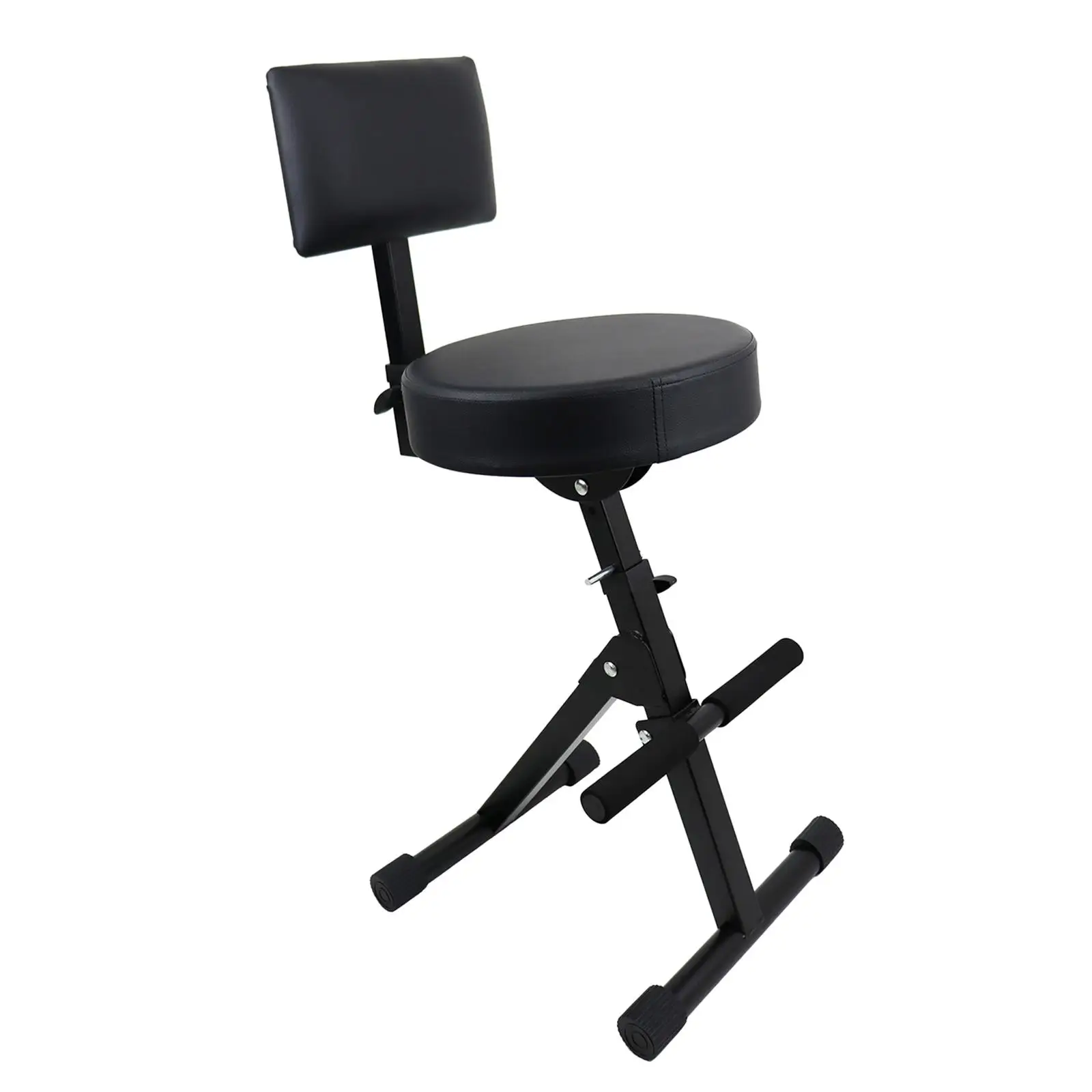 Padded Musician Guitar Stool Adjustable Drum Throne Foldable Bar Chair with Backrest Footrest for Home Stage