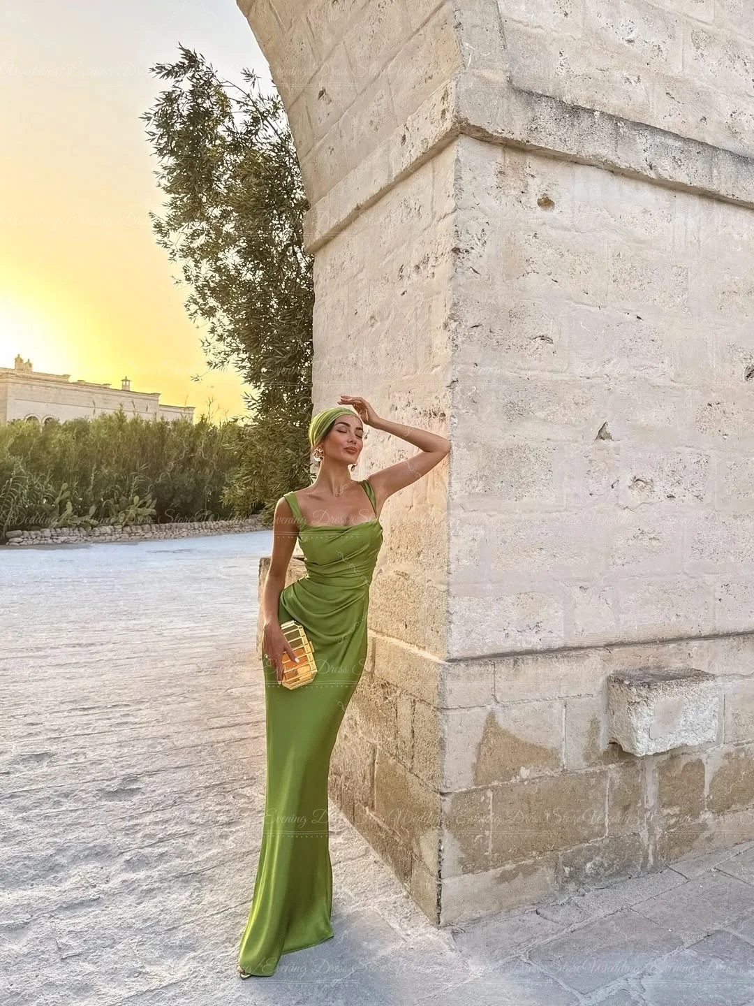 Ranmo Modern Square Collar Satin Mermaid Prom Dresses High Quality Backless Sleeveless Formal فساتين سهرة Customized