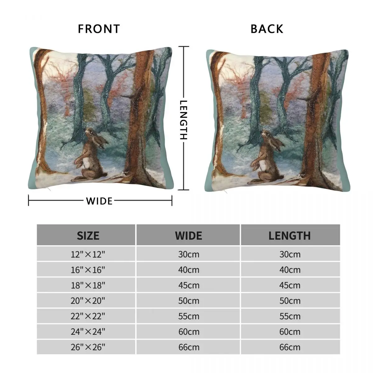 Moon Gazing Hare Square Pillowcase Polyester Linen Velvet Pattern Zip Decor Throw Pillow Case Sofa Cushion Cover