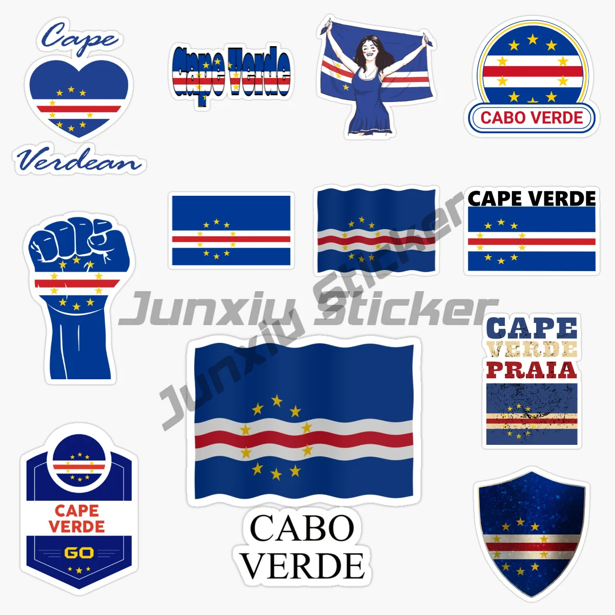 

Republic of Cape Verde Flag Map Emblem Tearing Sticker Motorcycle Bumper Laptop Wall Bicycle Truck Helmet Racing Off-road Decal
