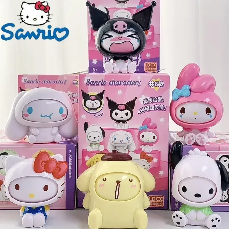 Sanrio Kawaii Change Face Blind Box Cinnamoroll Pochacco My Melody Hello Kitty Kuromi Pompom Purin Anime Model Action Figurine