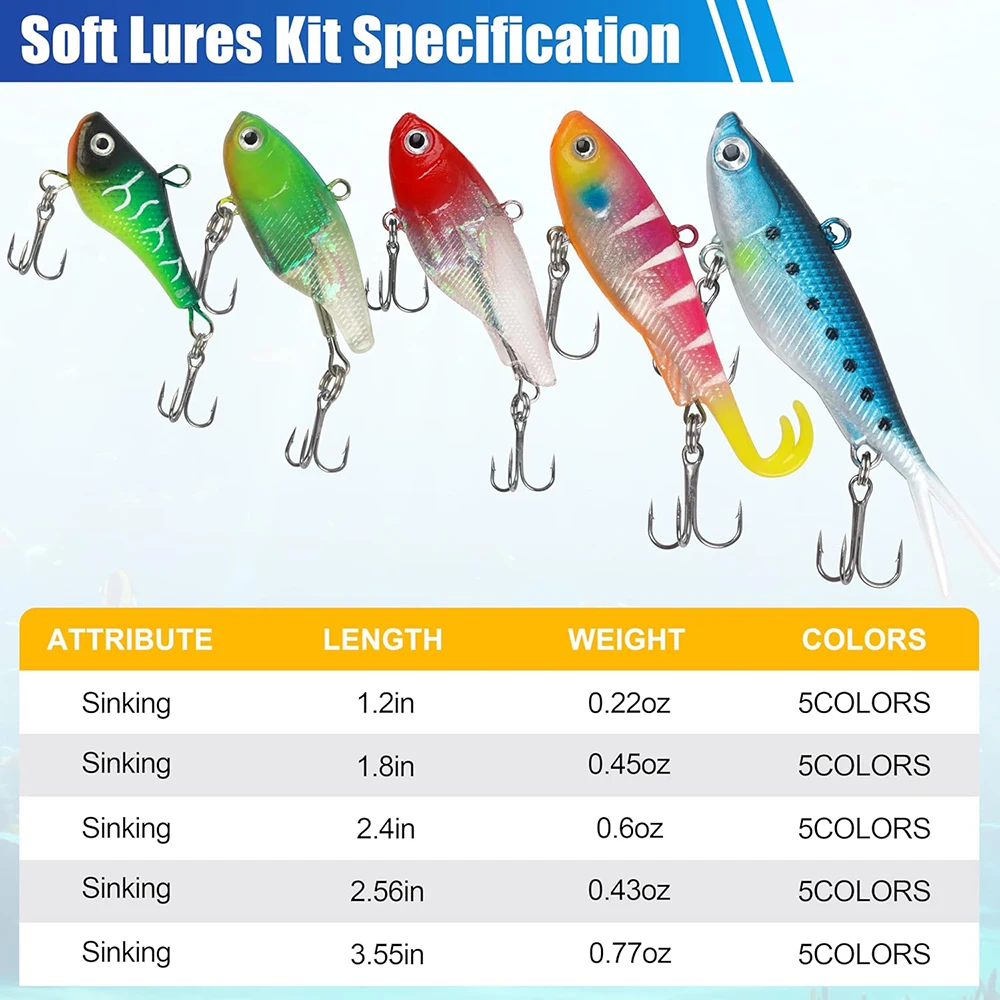 25pcs Pre-Rigged Soft Fishing Lures Swim Baits for Bass Fishing Jig Heads Shad Lure Soft Swimbaits Bass Trout Walleye Lures