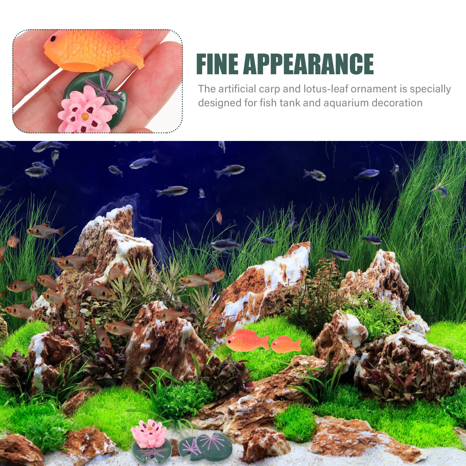 

1Set Lotus Leaf Red Koi Ornament Premium Resin Aquarium Decor for Fish Tank Realistic Craft Lifelike Mini Carp Decoration