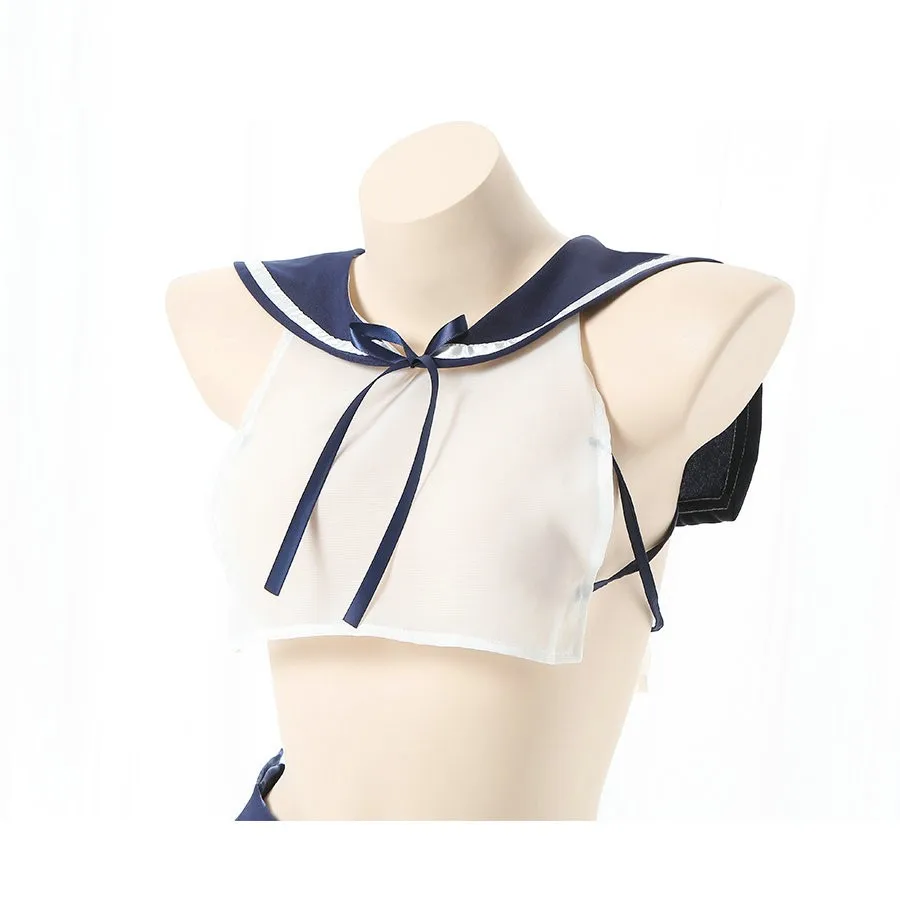 Sweet JK Sailor Uniform Sexy Lingerie Kawaii Student Top Panties Women See Through School Girl Cosplay Costumes