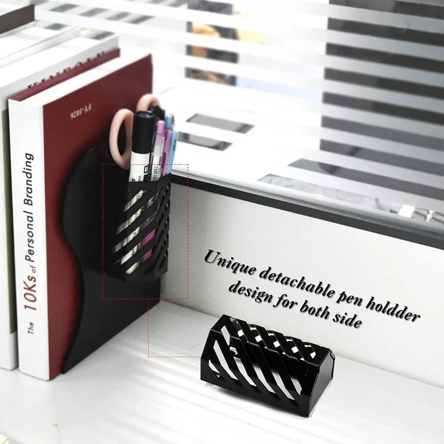 Book Ends Adjustable Metal Bookends Book Holde for Shelves Desk Magazine File Organizer Holder for Office Books Pape Extends up