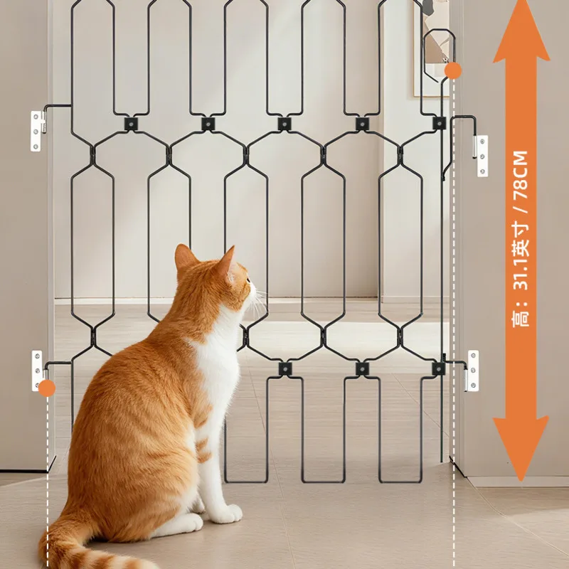 Foldable Expandable Pet Gate 100x78cm Metal Dog Safety Barrier Indoor Outdoor Doorway Stairs Black Fence With Dust Bag