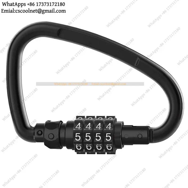 B03B 4-Digit Combination Lock Heavy Duty Carabiner Clip D-Shaped Code Lock for Looped Bike Security Cable