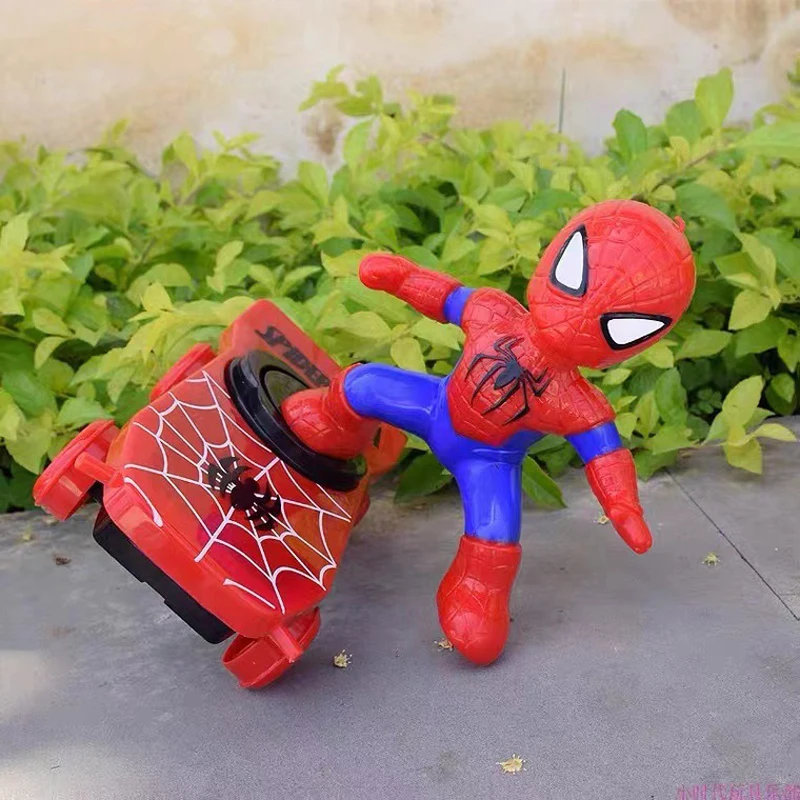 Spiderman Automatic Flip Rotation Skateboard Car Toy Acousto-Optic Car Ultraman Electric Music Toy Stunt Scooters Birthday Gifts