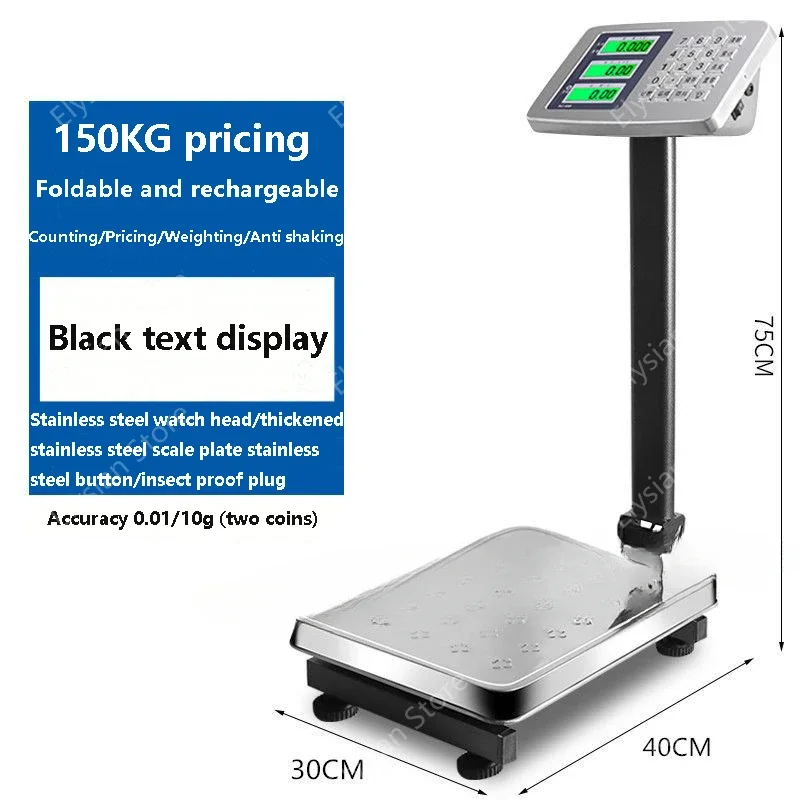 Commercial Bench Scale Stainless Steel 150kg Electronic Scale 100kg  Folding  Stainless Steel Material Waterproof