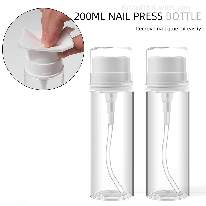 

200ML Refillable Bottles Push-type Bottling Push Down Empty Pump Dispenser Bottle For Nail Polish And Makeup Remover Bottle