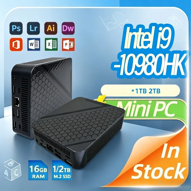 High-Performance Mini PC Intel i9 10980HK Portable USB 3.0 16GB RAM 1TB/2TB Wi-Fi6 DDR4 high-frequency memory