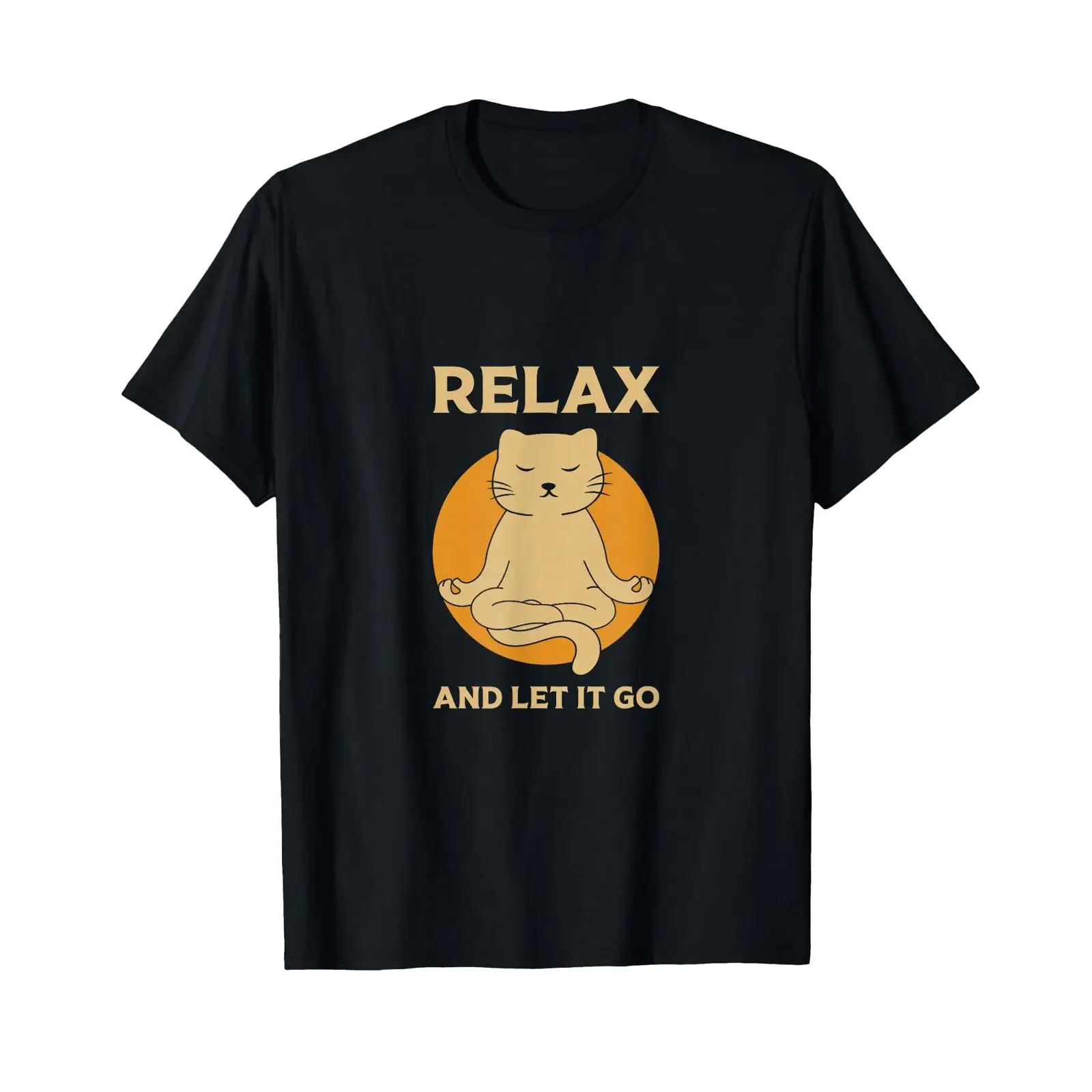 Funny cat Yoga Zen Meditation t Shirt vintage Washed Breathable homme Casual Versatile Slightly Unisex Top For Everyday Wear