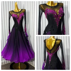 Ballroom dance dress gradation color  standard dance dress ballroom dancing costumes  black fade to purple gradational color