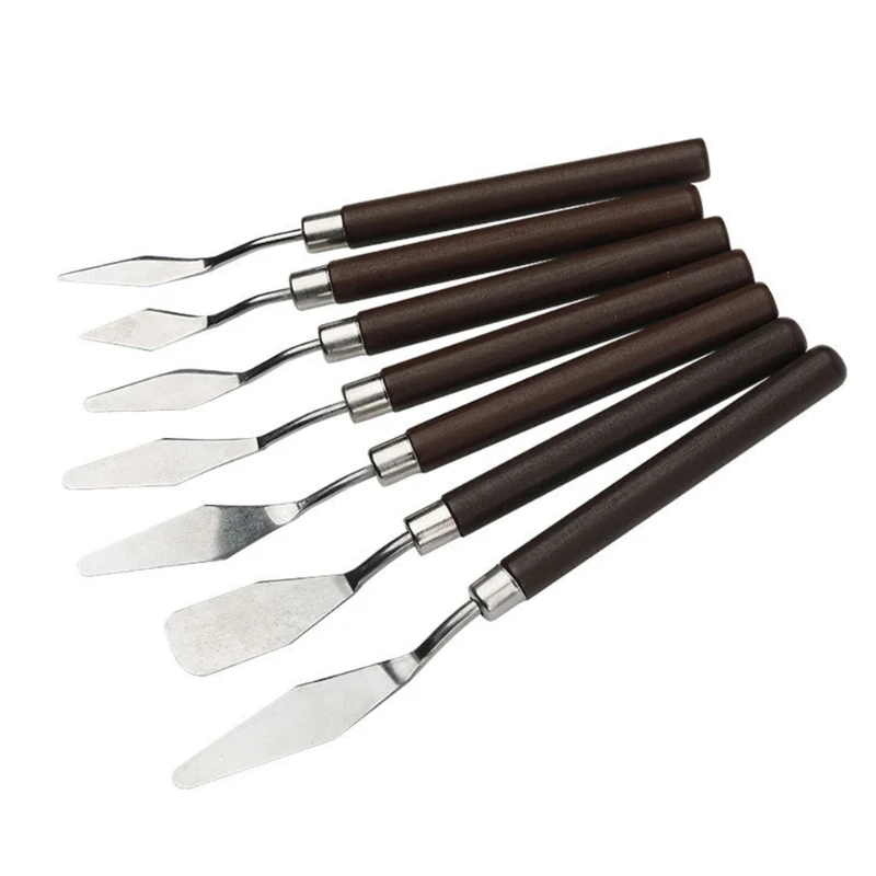 7Pcs Art Spatula Set, Stainless Steel Spatula Painting Scraper Artists Tool for Oil Painting, Paint Applying