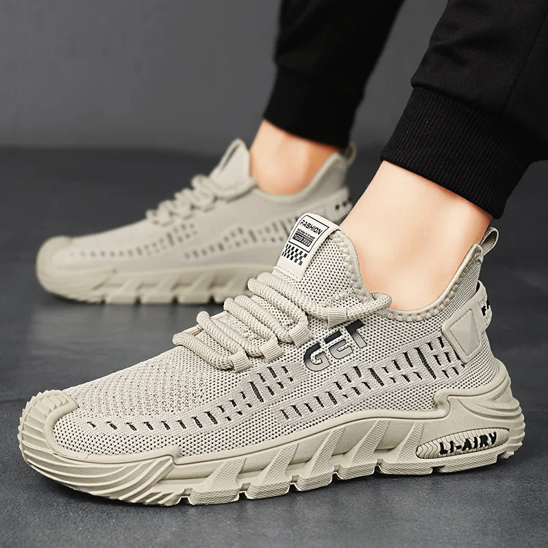 Men Running Sneakers Breathable Mesh Lightweight Sport Shoes Anti Slip Walking Shoes Outdoor Training Fitness Casual Footwear