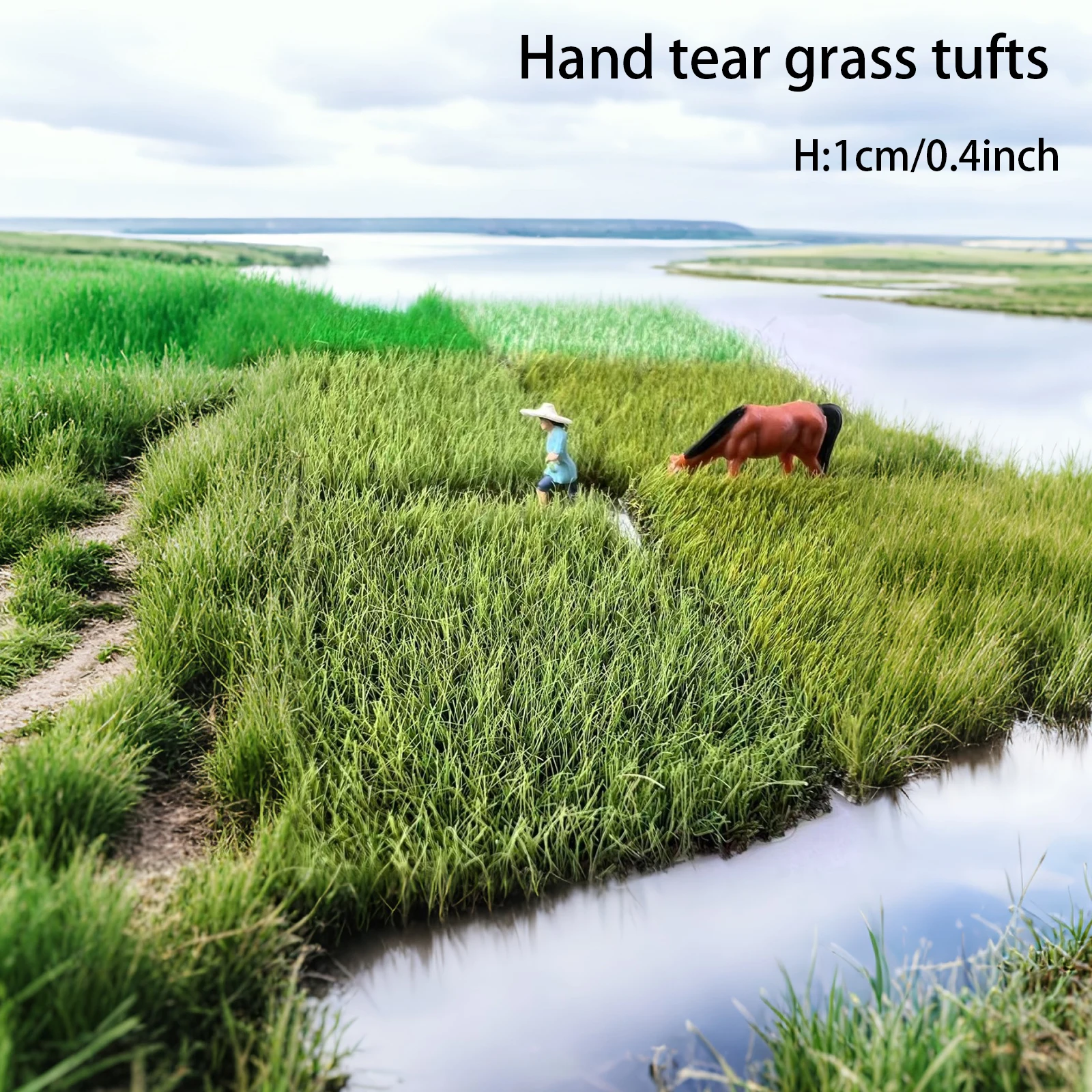 1cm Irregular Hand-Tear Faux Moss Grass Clusters for 3D Modeling Realistic Terrain Diorama Train Layouts