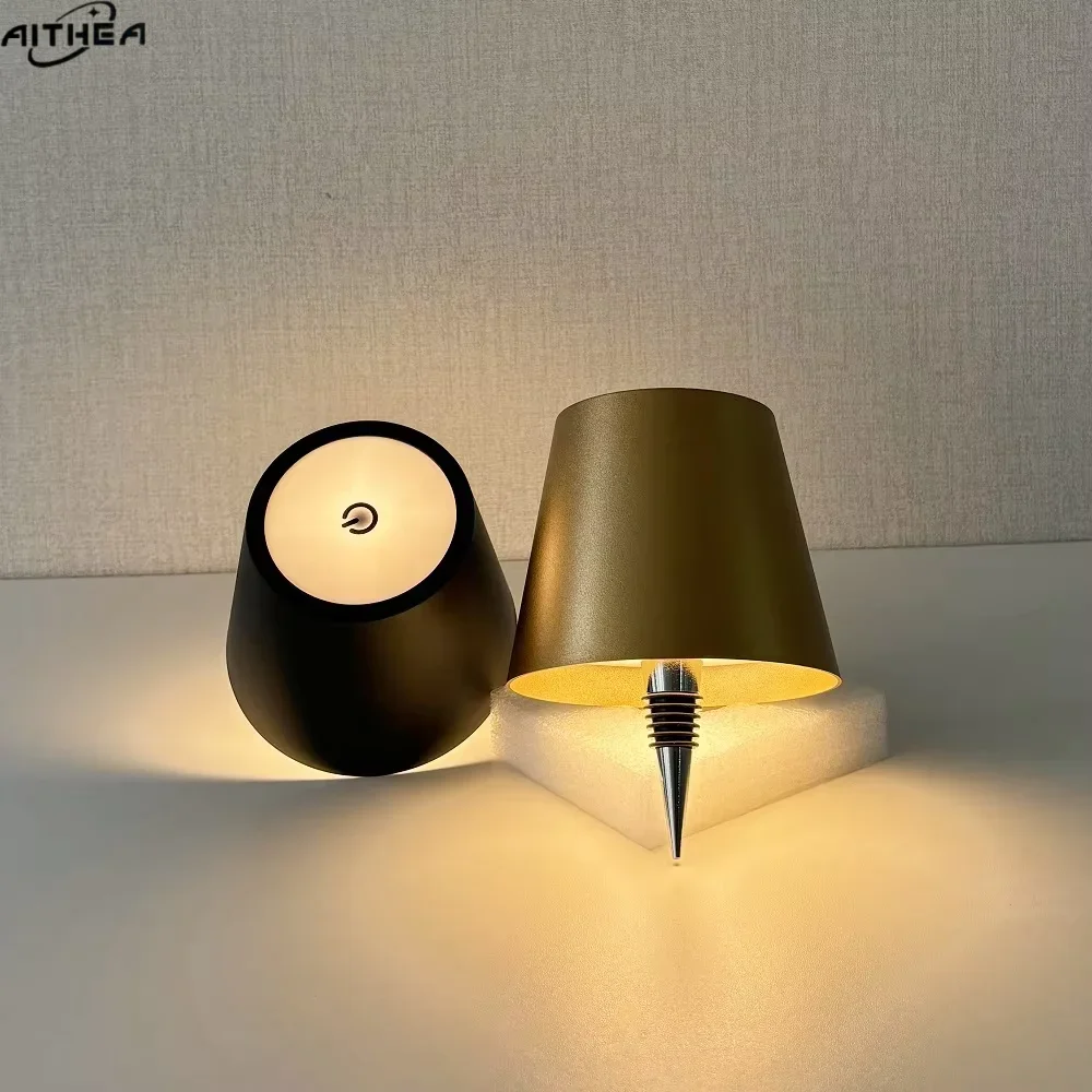 Wireless LED Wine Bottle Light Rechargeable Vases Table Lamp Touch Switch Night Light for Cafe Bar Club Restaurant Decor