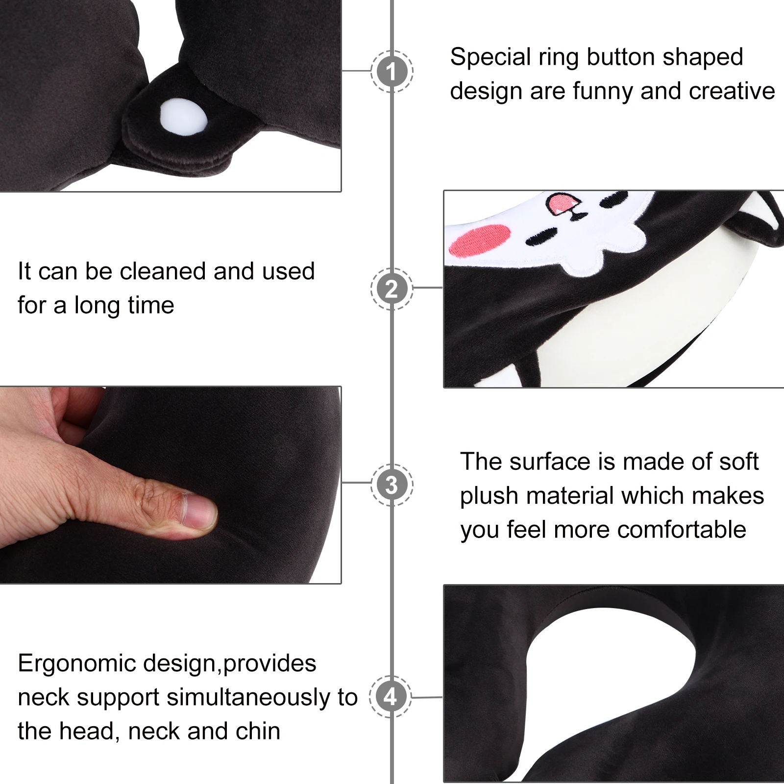 

U-shaped Neck Pillow Husky Travel Pillows Animal Cute Stuffed Inflatable Kawaii