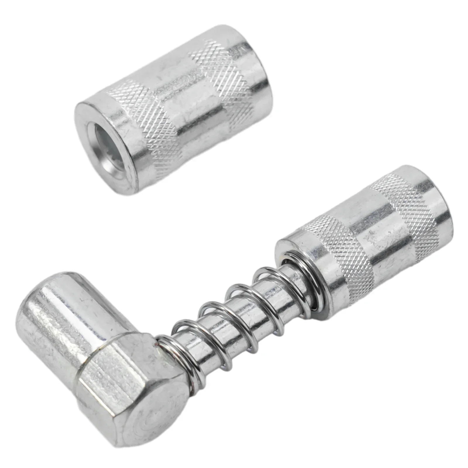 For Most Hand-operated 90 Degree GreaseNozzle Adapter Silver With Sleeve 3 Jaw Coupler 3000-4500PSI Carbon Steel