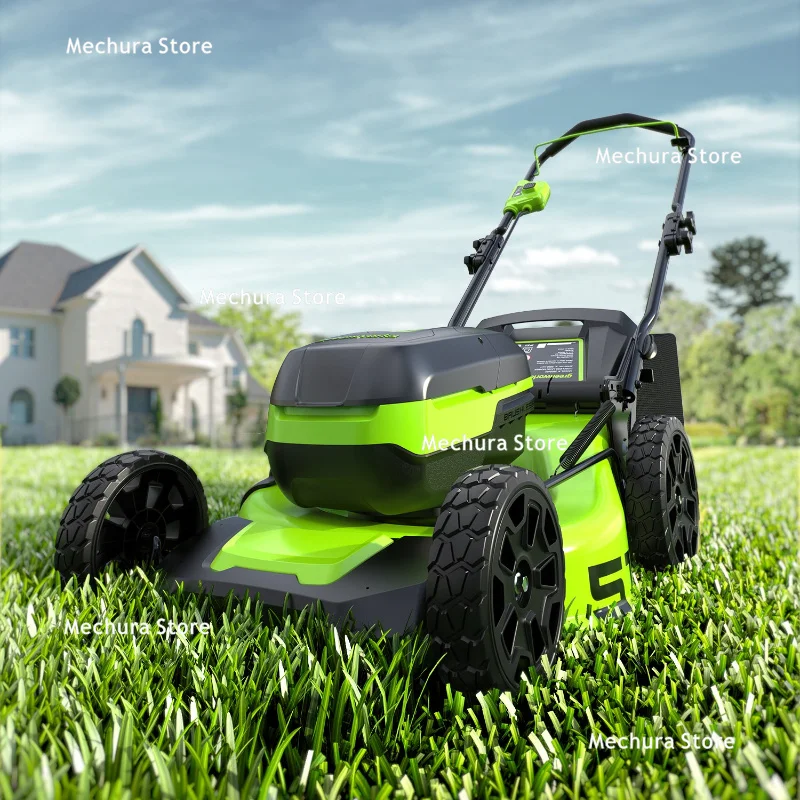 Lithium Battery Powered Hand-Push Electric Lawn Mower – Cordless Grass Trimmer Lawn Mowing Machine Garden Power Tools JT60