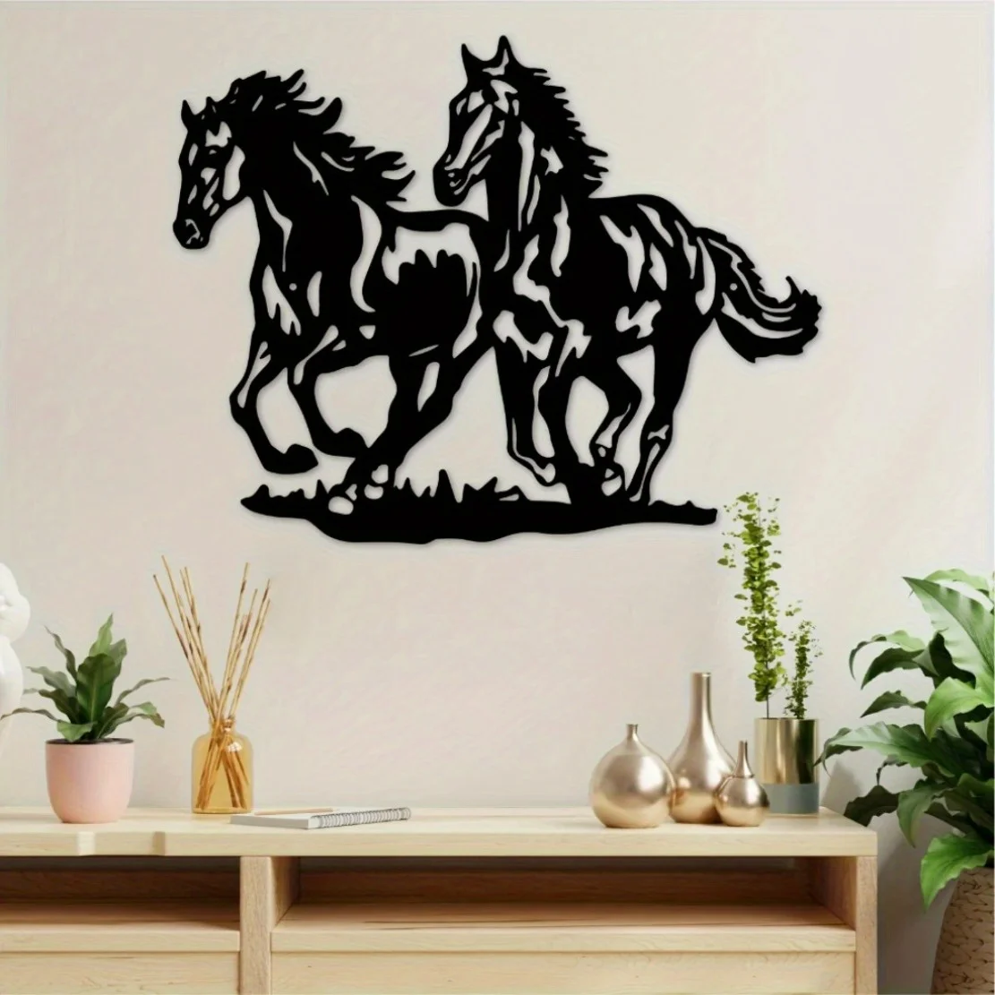 Décoration murale en métal en forme de cheval élégante et exquise |   Art délicat avec le pépiment décoratif – Améliorez l'apparence esthétique de l'espace vivant