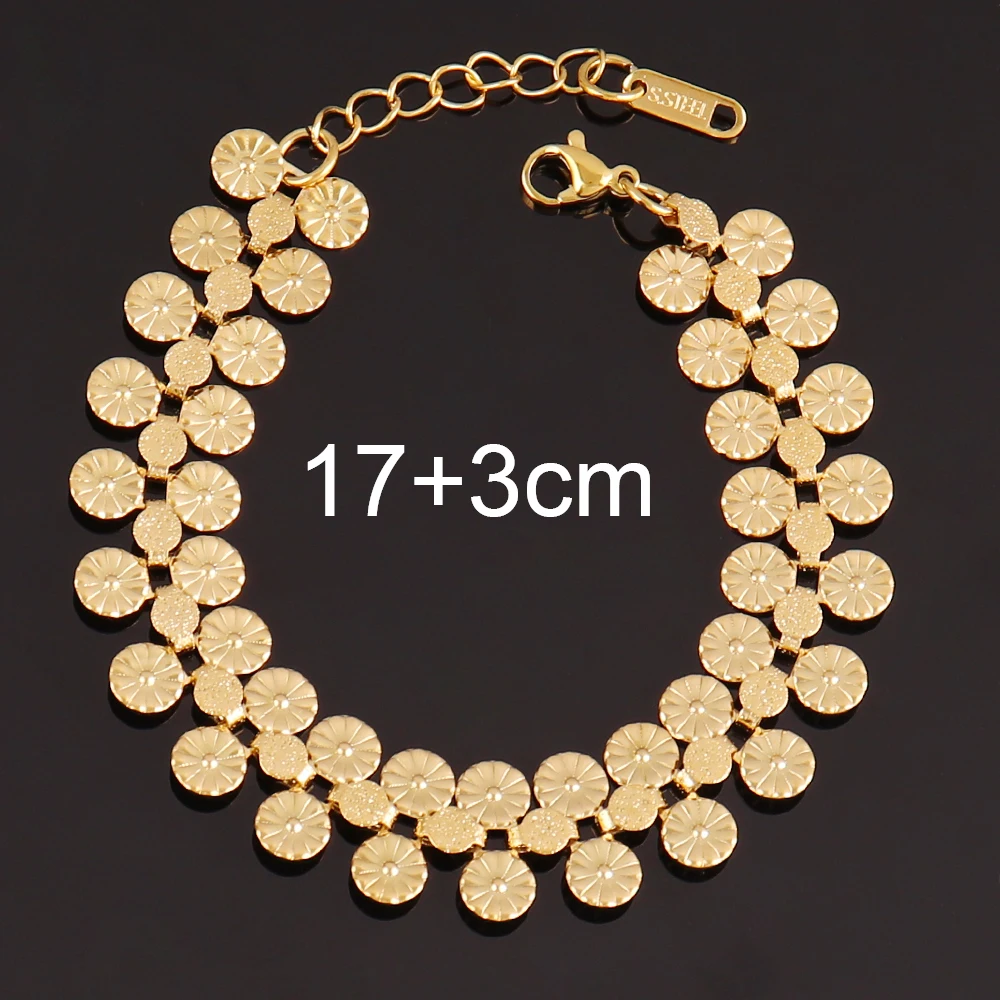 316L  Stainless Steel Flower Chain Bracelet for Women Punk 18K Gold Plated Wide Strap Chain Bracelets Jewelry